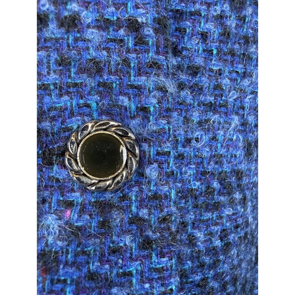 Vintage Pendleton Wool Jacket Blue Black Tweed Boucle Box Crop Large 12 14 - Picture 5 of 12